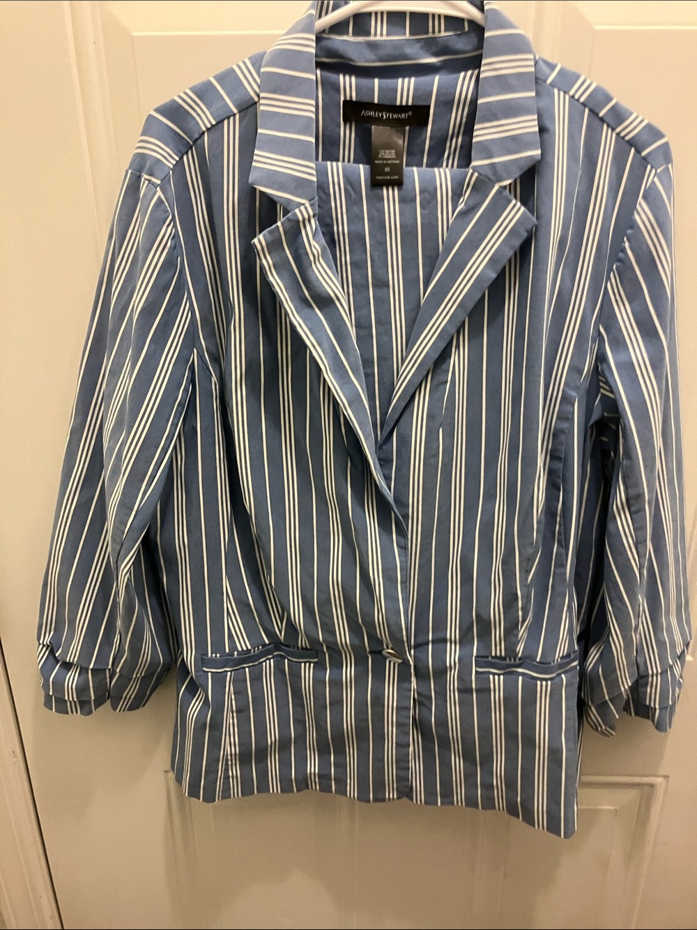 Ashley Stewart Blue and White Striped Blazer Jacket/with pants